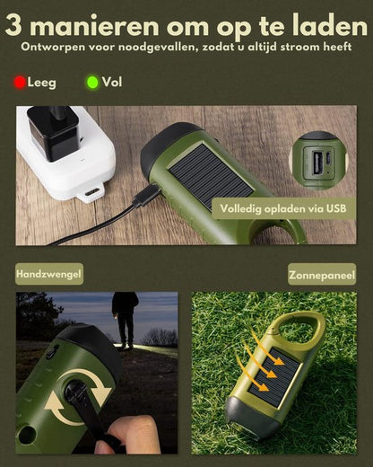 Noodpakket - 15-in-1 Survival Kit - LED Dynamo Zaklamp - USB-LED Zaklamp - Noodsituaties - Rampen