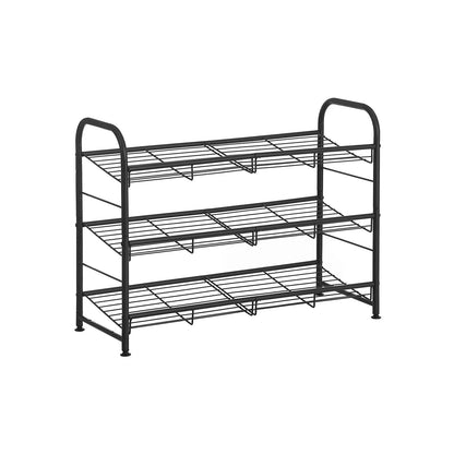 In And OutdoorMatch 3 Tier Schoenenrek Cecelia - Stapelbare Schoenenopberger - 12 paar Schoenen - Staal 68,5x27,5x49,5 cm - Zwart shoe rack