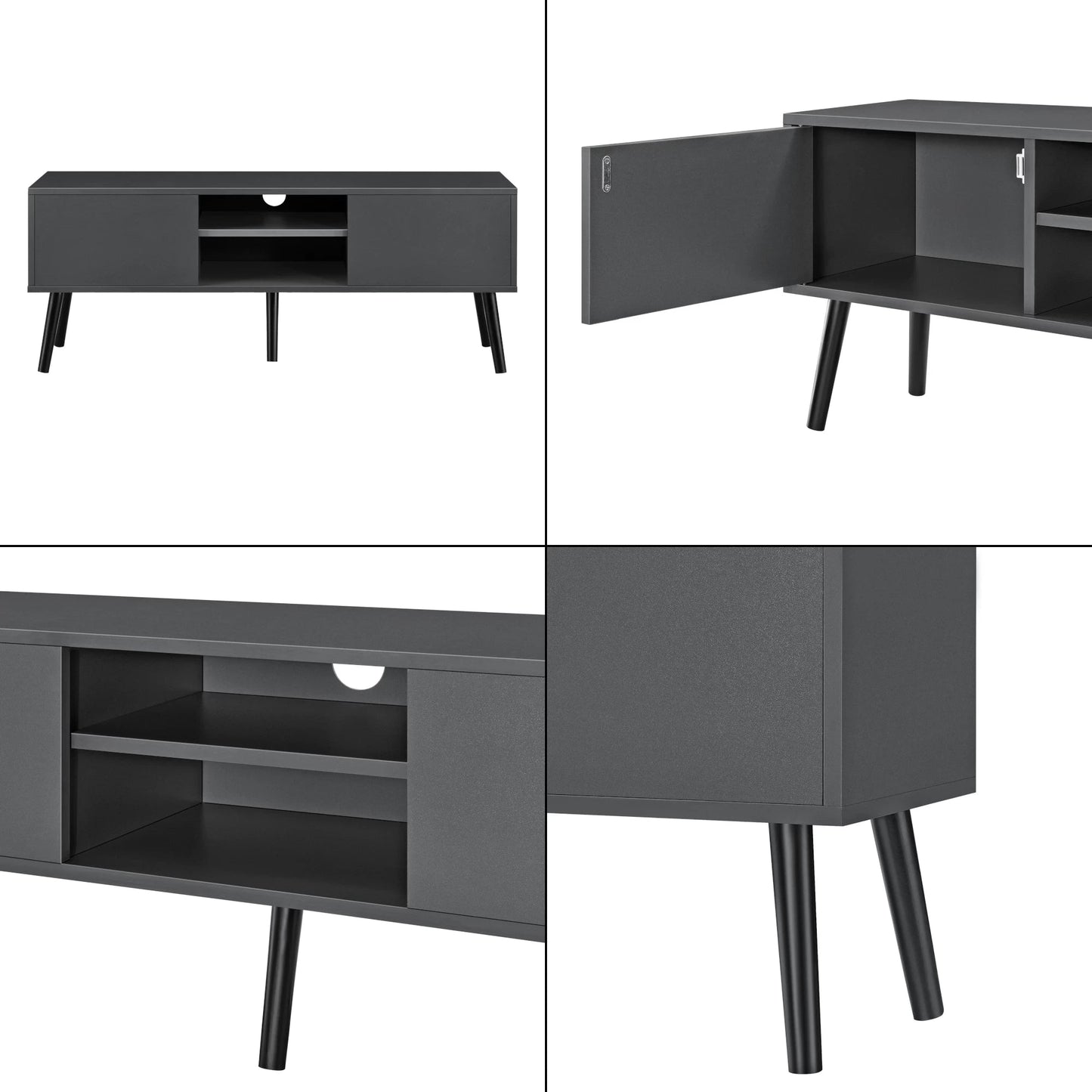 In And OutdoorMatch Antoinette-meubel Krystine - 120x29,5x46,5 cm - Donkergrijs - Spaanplaat en Hout - Stijlvol design TV cabinet