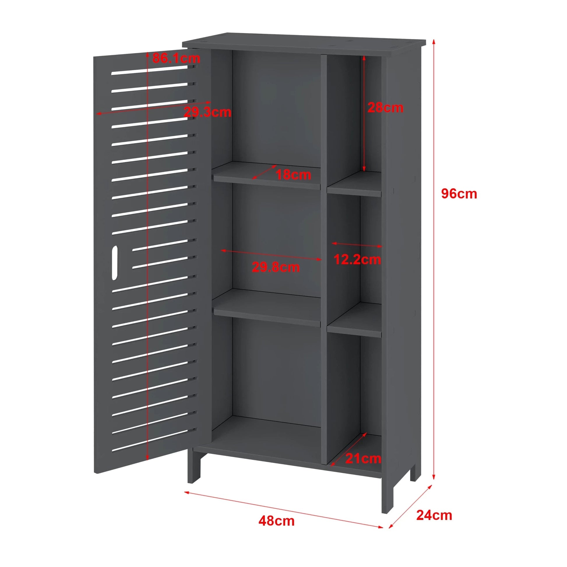 In And OutdoorMatch Badkamerkast Carlie - Opbergkast - HKC - 96x48x24 cm - Donkergrijs - Met 2 Opbergvakken Badkamerkast