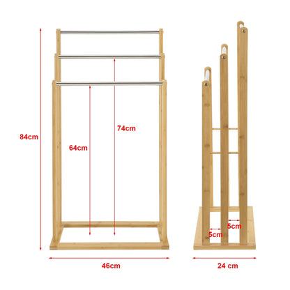 In And OutdoorMatch Bamboe Handdoekenrek Macie - Vrijstaand - 46x24x84 cm - RVS - Minimalistisch Design towel rack