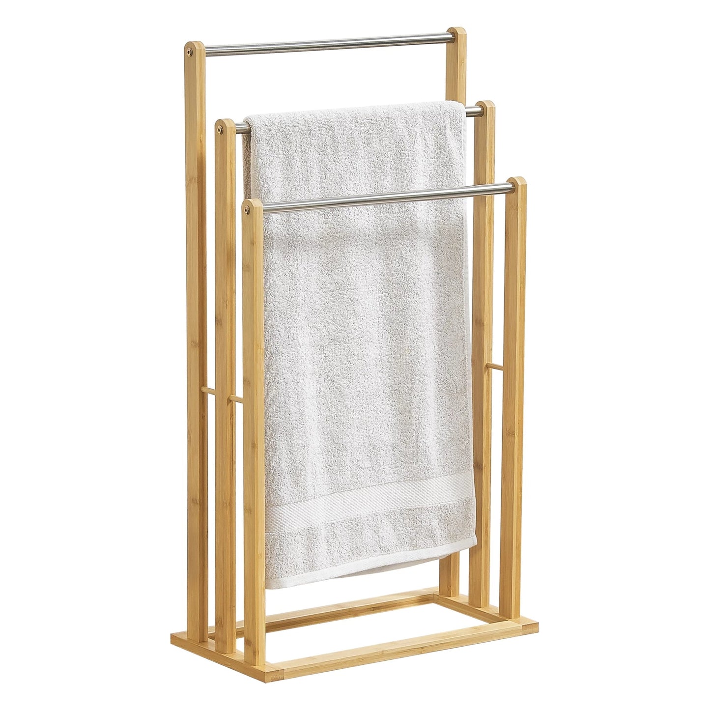 In And OutdoorMatch Bamboe Handdoekenrek Macie - Vrijstaand - 46x24x84 cm - RVS - Minimalistisch Design towel rack