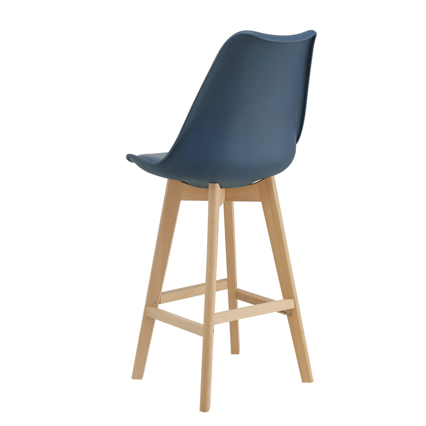 In And OutdoorMatch Barkruk Eden - Set van 4 - Imitatieleer en Beuken - 105x48x58 cm - Blauw - Modern design Barkrukken / hocker