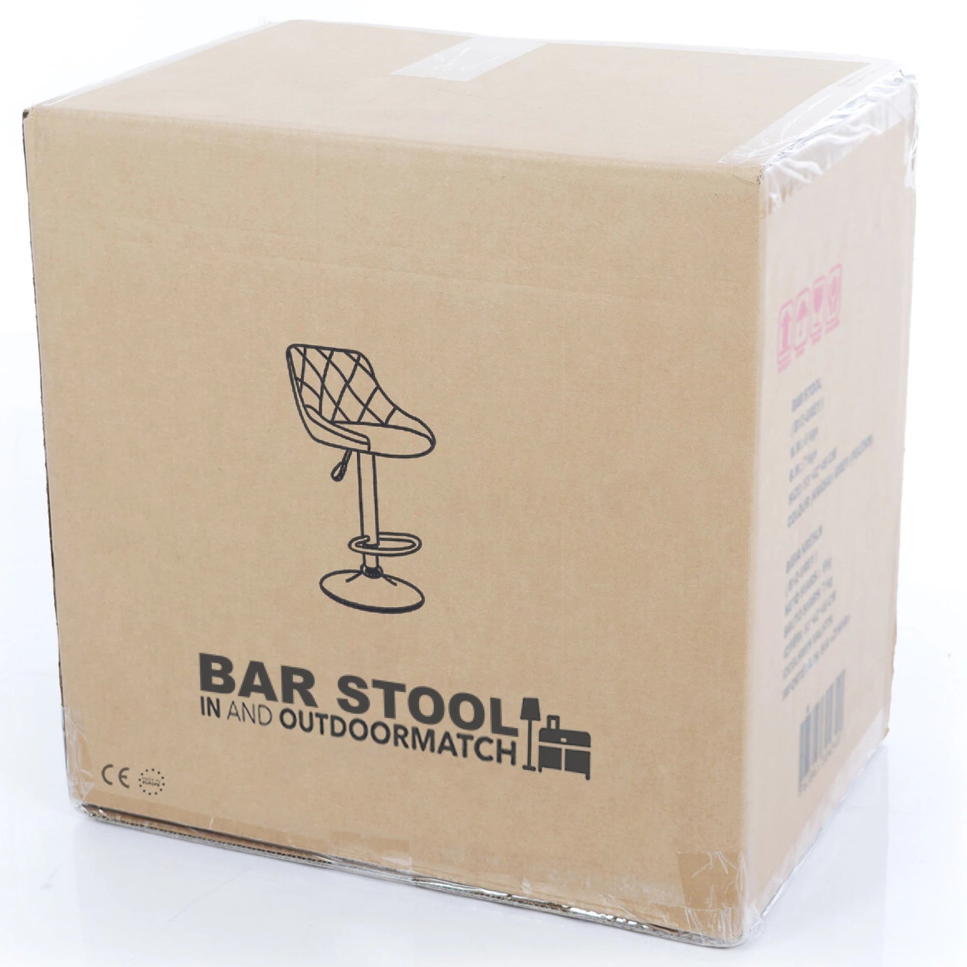 In And OutdoorMatch Barkruk Hipo Zwart - Stof - 60-81cm zithoogte - Ergonomische barstoelen - In hoogte verstelbaar - Set van 1 - Met rugleuning - Voor keuken en bar Barkrukken / hocker