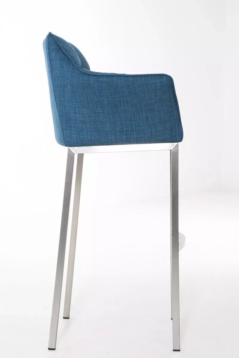 In And OutdoorMatch Barkruk Linnea - blauw - polyester - Met rug en armleuning - Ergonomisch - Set van 1 - Deluxe Barkrukken / hocker