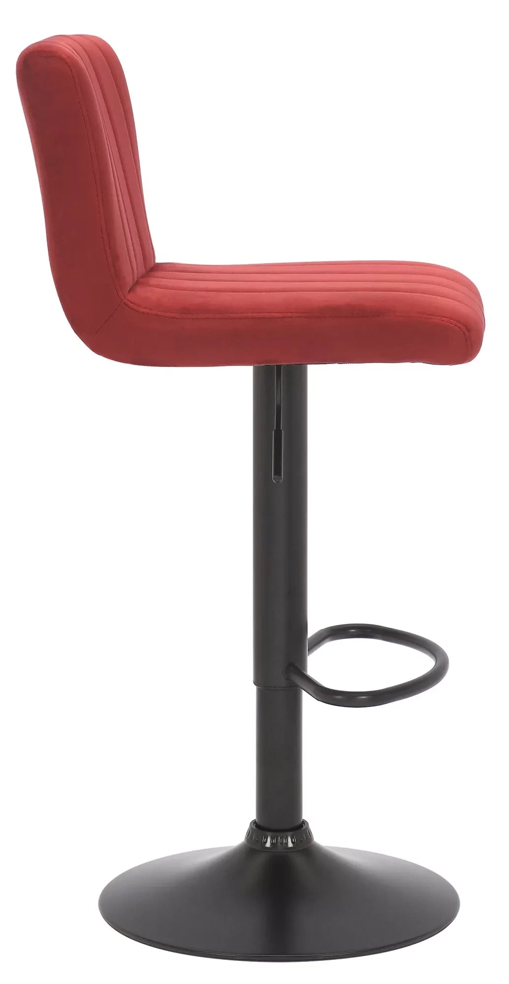 In And OutdoorMatch Barkruk Melyna - Velvet rood - Zithoogte 62-83 cm - Met rugleuning - In hoogte verstelbaar - Set van 1 - Ergonomische - barstoelen - Keuken Barkrukken / hocker