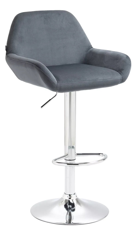 In And OutdoorMatch Barkruk Moriah - Velvet grijs - Zithoogte 63-83cm - Met rugleuning - In hoogte verstelbaar - Keuken en bar - Set van 1 - Ergonomische - barstoelen Barkrukken / hocker