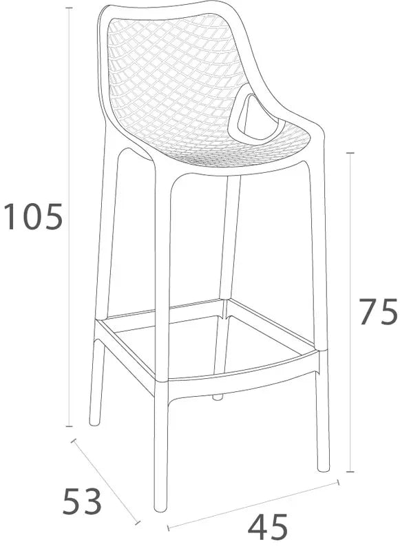 In And OutdoorMatch Barkruk Shyann - Set van 1 - Ergonomisch - Barkruk keuken of kantine - Rood - 75cm Barkrukken / hocker