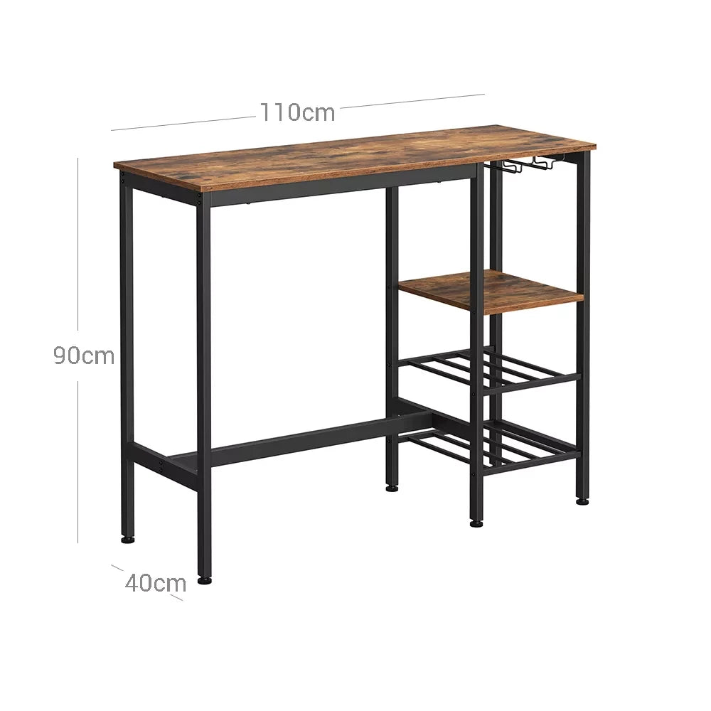 In And OutdoorMatch Bartafel Viviane - Rechthoekig - Industrieel - Bartafel voor Indoor & Outdoor - Metaal en hout - 120x60x90cm Bar table