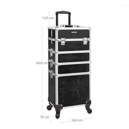 In And OutdoorMatch Beauty Case Monique - Trolley - Cosmetic Case - Aluminium Make-up Case - Beauty Case - Zwart Make-up koffer