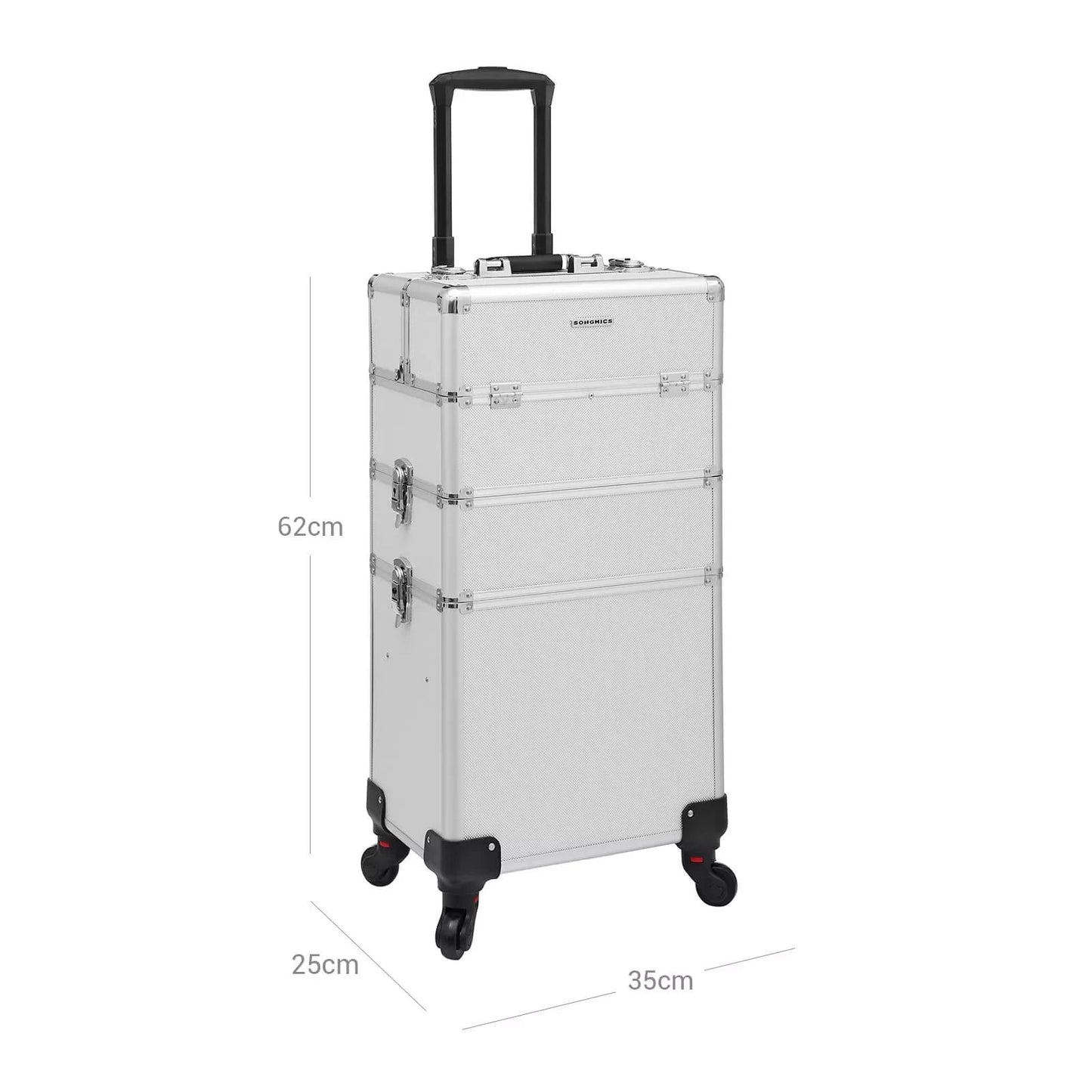 In And OutdoorMatch Beautycase Mylene - Professionele make-up koffer- Reis bagage afmeting - 3 in 1 Trolley voor kappers - Roterende wielen Make-up koffer