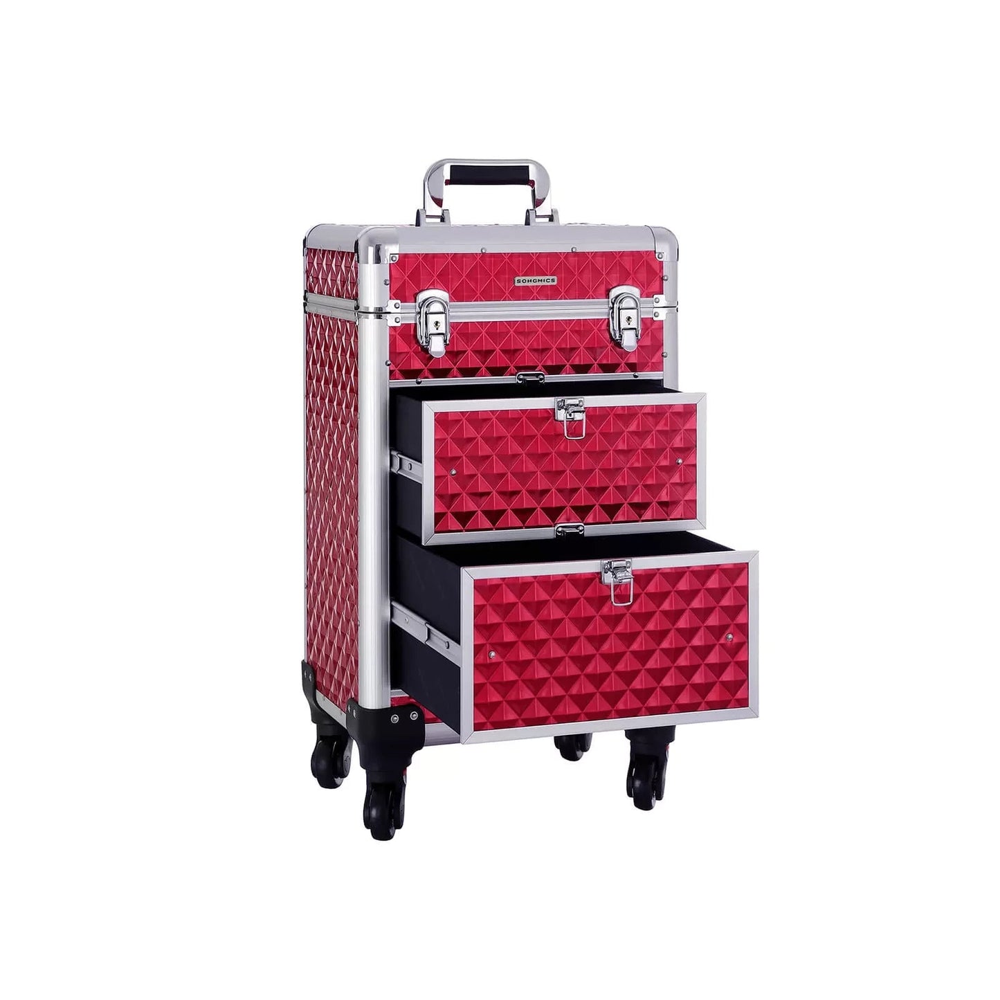 In And OutdoorMatch Beautycase Sabryna - Professionele make-up koffer- Reis bagage afmeting - 3 in 1 Trolley voor kappers - Roterende wielen Make-up koffer