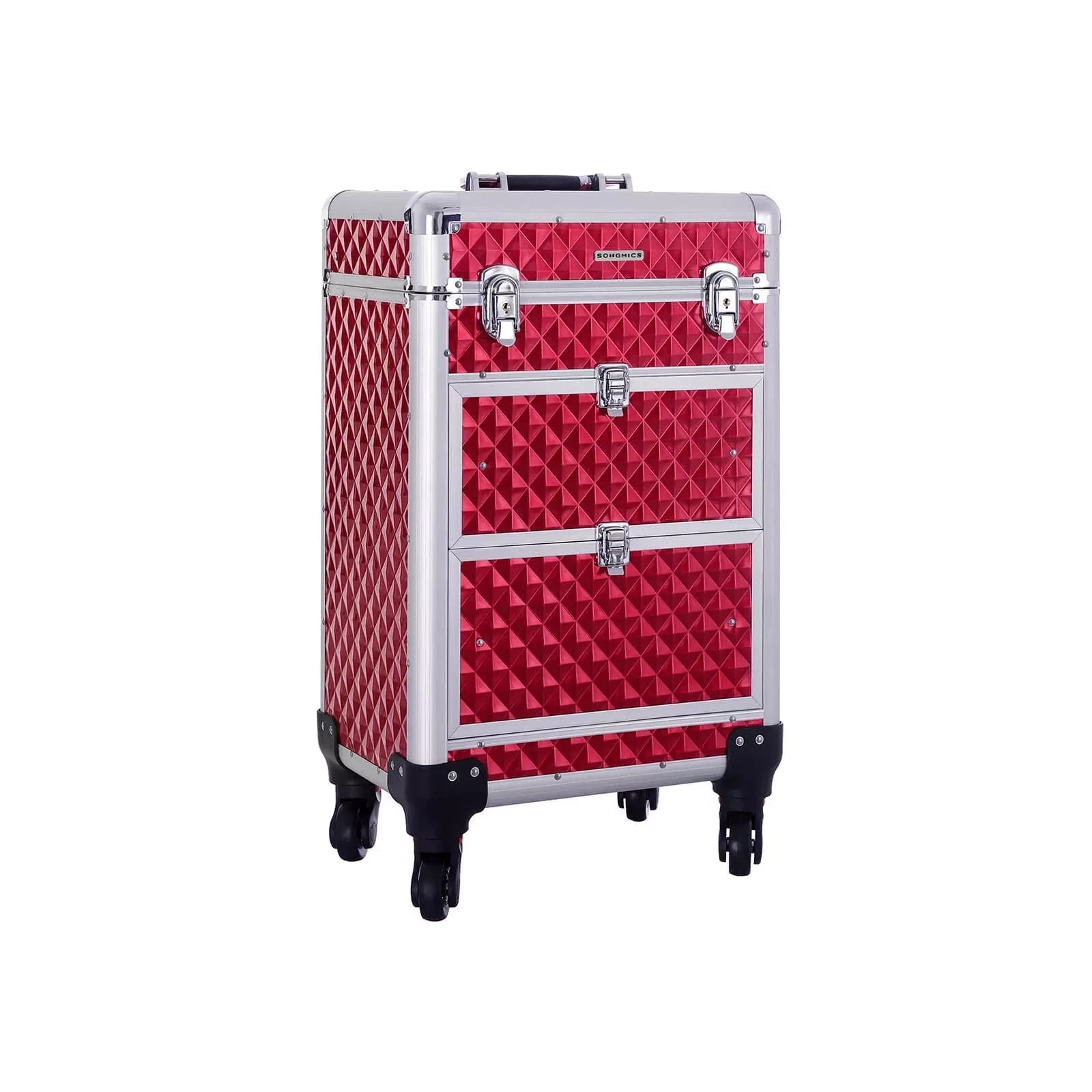 In And OutdoorMatch Beautycase Sabryna - Professionele make-up koffer- Reis bagage afmeting - 3 in 1 Trolley voor kappers - Roterende wielen Make-up koffer