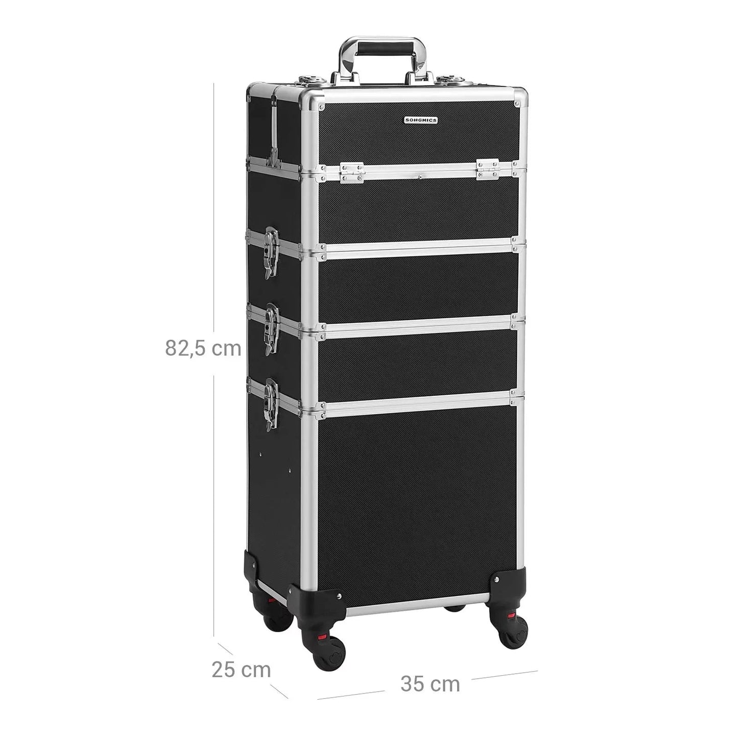 In And OutdoorMatch Beautykoffer Roman - Trolley - Cosmetic Case - Aluminium Make-up - Beauty Case - Zwart Make-up koffer