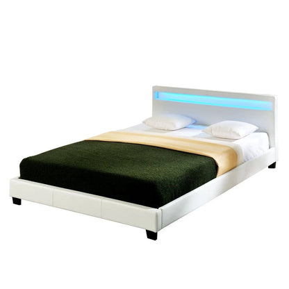 In And OutdoorMatch Bed Janelle - met LED verlichting - Bedbodem - 180x200 cm - Wit - Modern Design bed twee personen