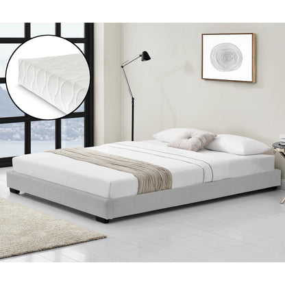 In And OutdoorMatch Bedframe Ed - Modern kunstleer bedframe - met matras - 180x200 - Wit - Klassiek design Bedframe