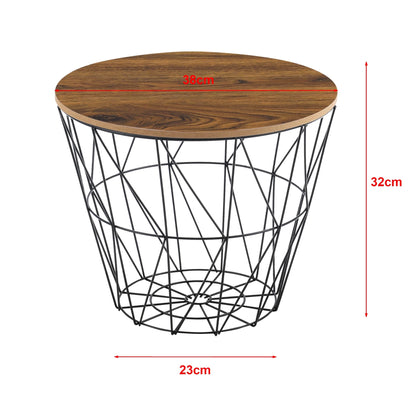 In And OutdoorMatch Bijzettafel Lee - 2-delige set - met afneembaar tafelblad - Zwart en antiek eiken - Modern design Bijzetttafel