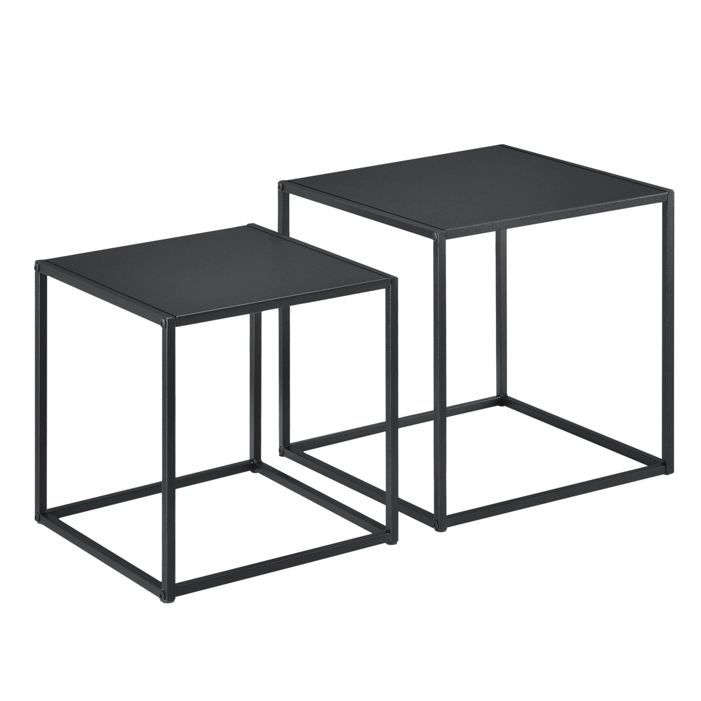 In And OutdoorMatch Bijzettafel Lottie - Set van 2 - Zwart - Metaal - 40x40x40 - 35x35x35 cm - Modern Design Bijzetttafel