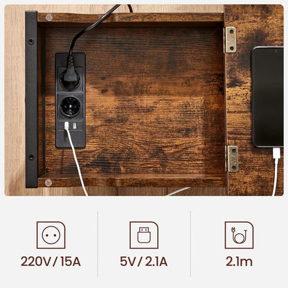 In And OutdoorMatch Bijzettafel opklapbaar Donavon - Industrieel - Keuken - Laptoptafel - Ontbijt - Slaapkamer - Bruin Bijzetttafel