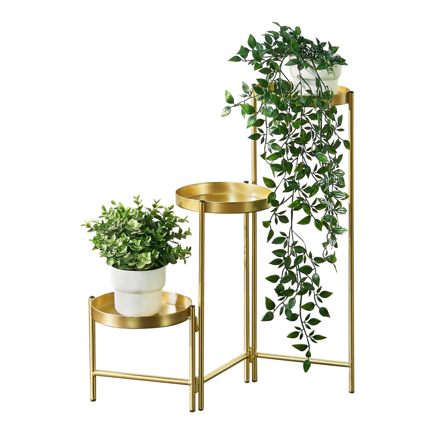 In And OutdoorMatch Bloempot Genesis - Op Standaard - Metaal - 60x60x18 cm - Met 3 Bakken - Modern Design - Messing Flowerpot