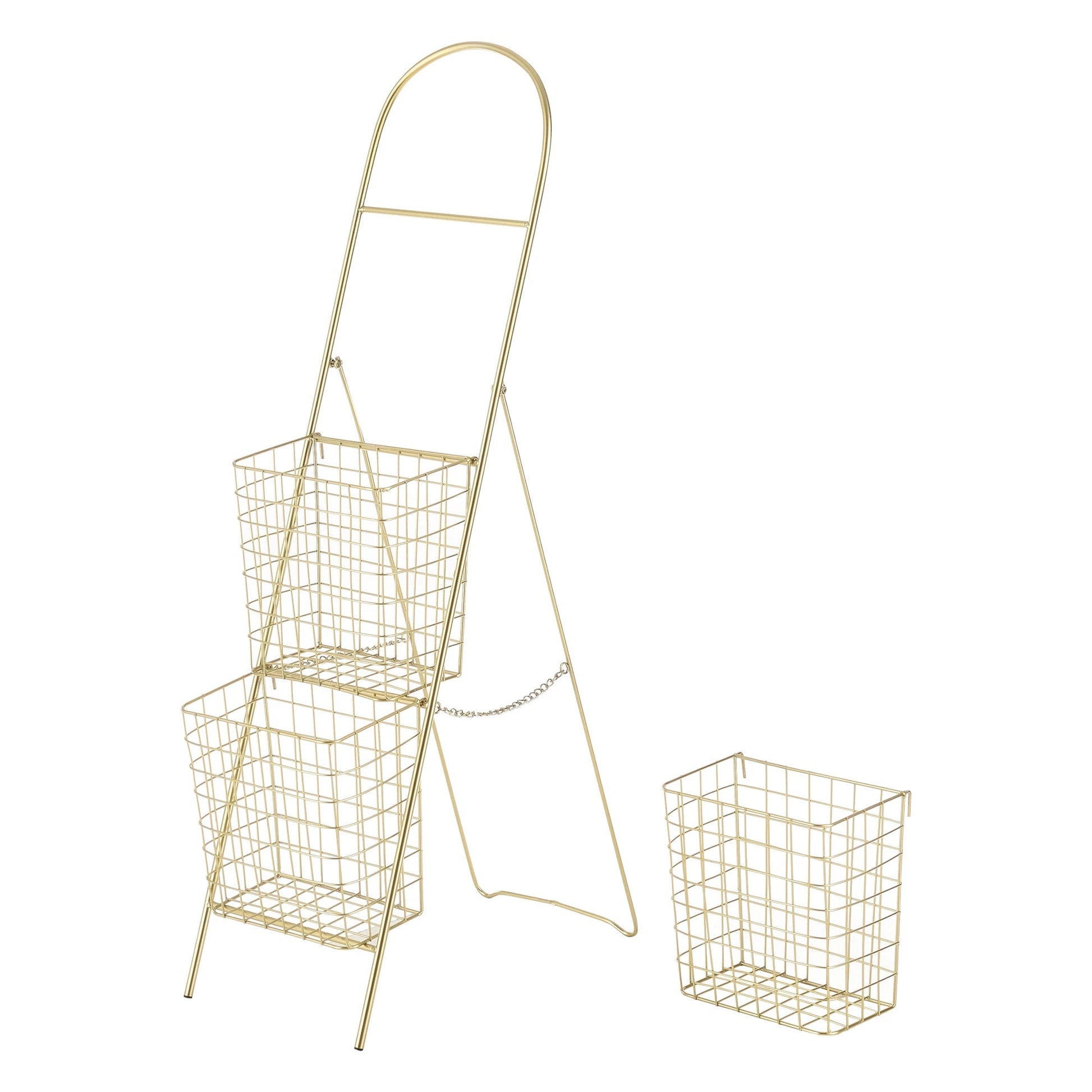 In And OutdoorMatch Bloempot Trapladder Elly - 106,5x26,5x55 cm - Messing - Metaal - Minimalistisch Design - Met 3 Bloempotten Ladder