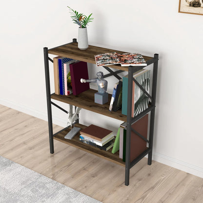 In And OutdoorMatch Boekenkast Plank Celton - 85x66x34cm - Eiken Antiek - Spaanplaat en Metaal - Met Planken - Modern Design Boekenkast