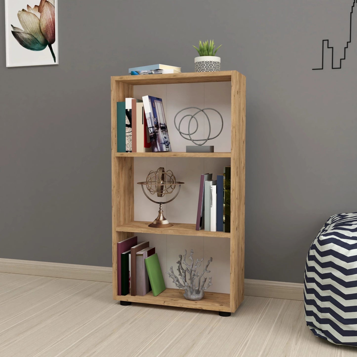 In And OutdoorMatch Boekenkast Plank Wendy - 106x55x20 cm - Eiken - Spaanplaat - Decoratieve Boekenkast Boekenkast