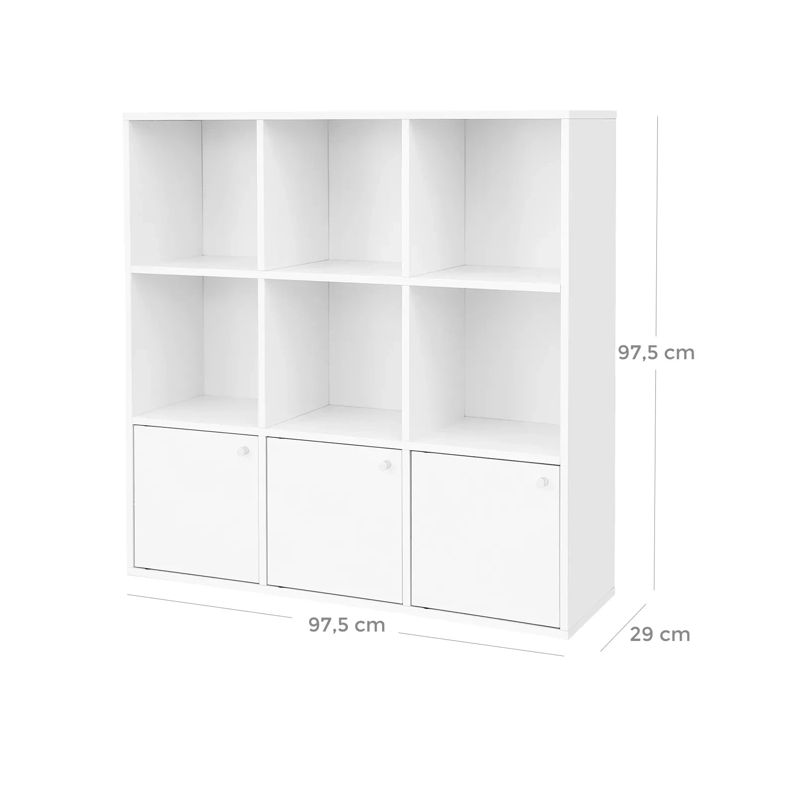 In And OutdoorMatch Boekenkast Sage - 6 vakken - Boekenkast met deuren - Woonkamer, slaapkamer en kinderkamer - Hout - MDF - 97x29x97cm Boekenkast