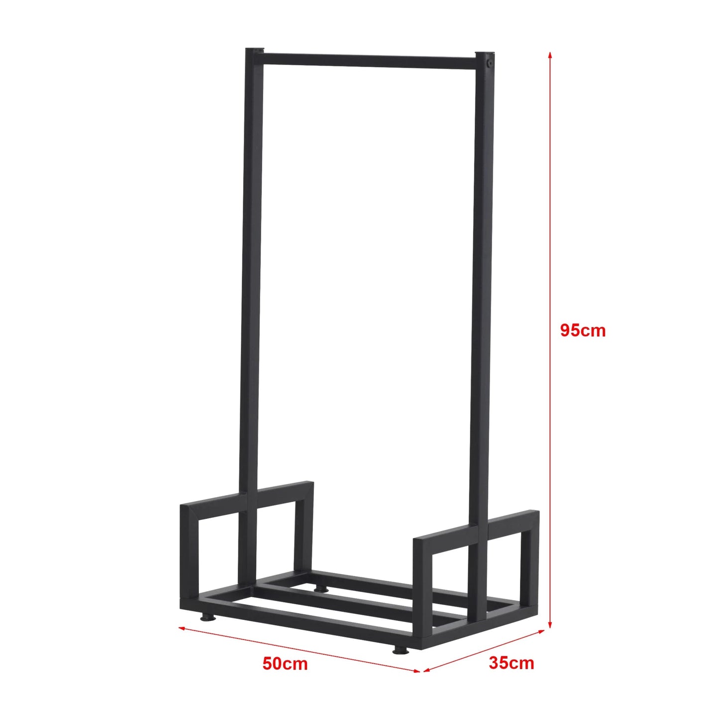 In And OutdoorMatch Brandhout Rek Wissie - Rek - Houtopslag - 50x35x95 cm - Metaal - Zwart Houtrek