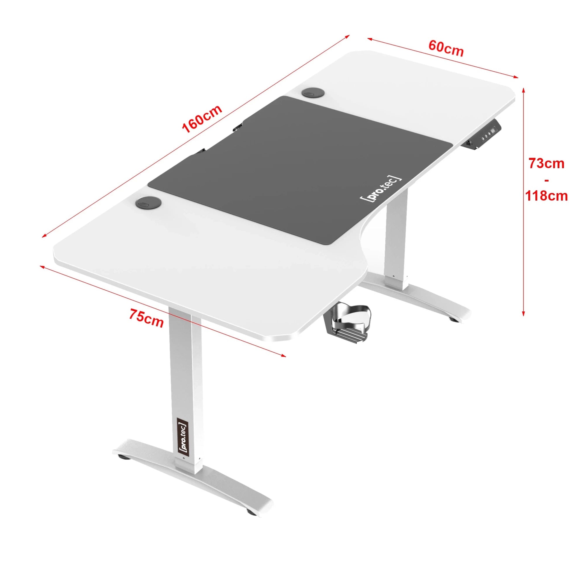 In And OutdoorMatch Bureau Elwyn - Zit Sta Bureau - Elektrisch In Hoogte Verstelbaar - Wit en Zwart - Spaanplaat en Aluminium - Modern Design Desk