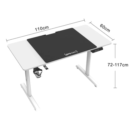 In And OutdoorMatch Bureau Giovanny - Zit Sta Bureau - Elektrisch Verstelbaar - Wit en Zwart - 110x60x72-117 cm Desk