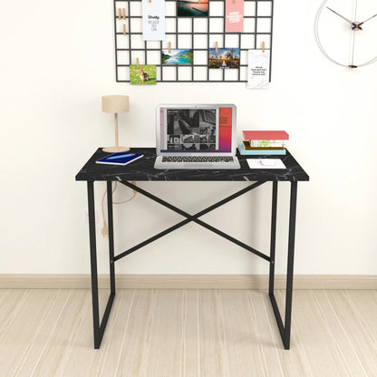 In And OutdoorMatch Bureau Mason - 75x90x60 cm - Marmer Zwart - Spaanplaat en Metaal - Stabiel Stalen Frame - Modern Design Desk