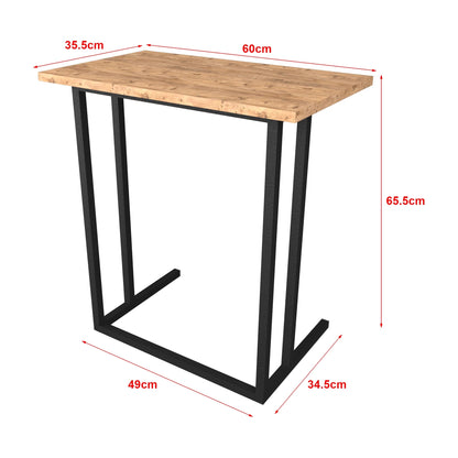 In And OutdoorMatch Bureau Monza - 65,5x60x35,5 - Zwart en eiken- MDF en Metaal Desk