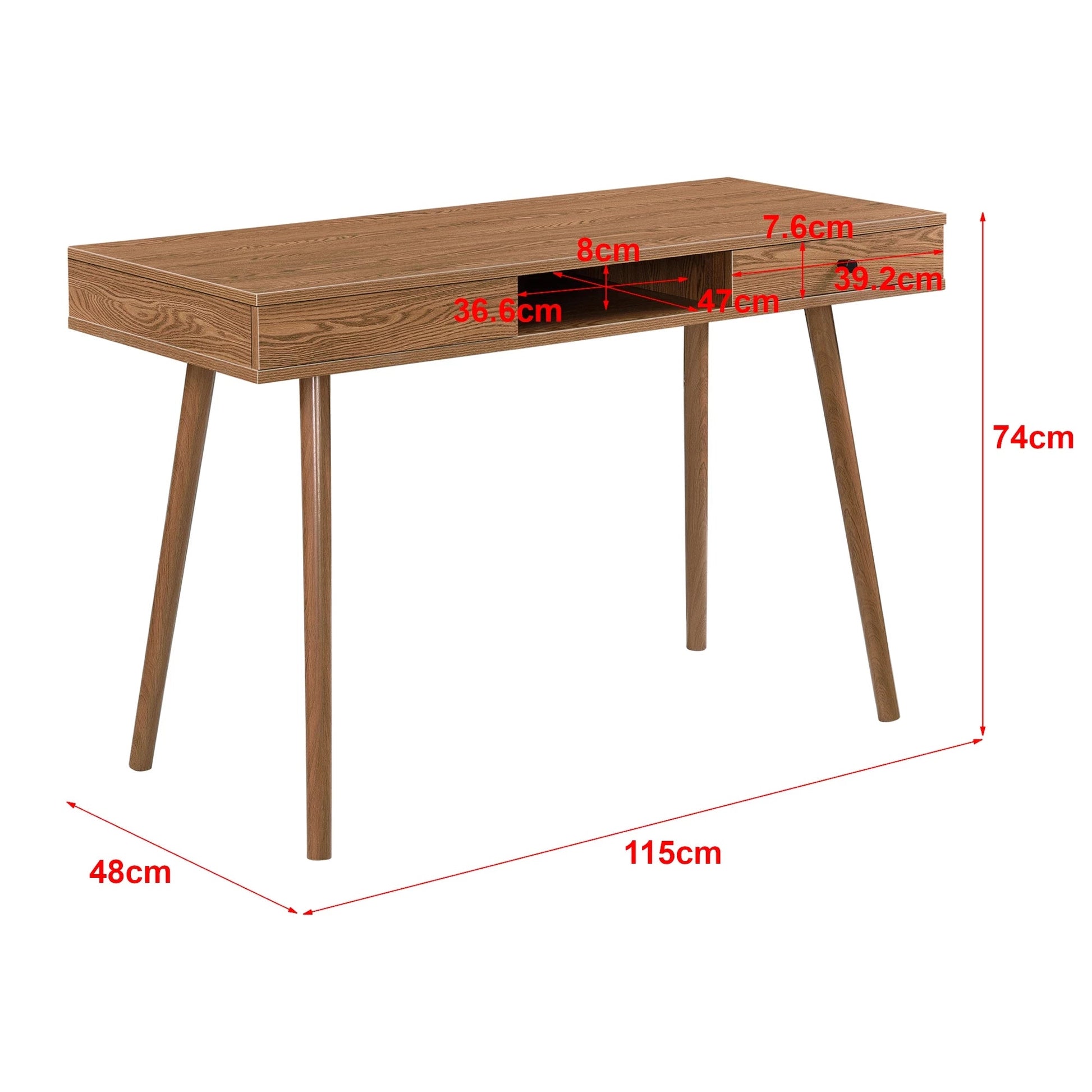 In And OutdoorMatch Bureau Pauline - Laptoptafel - 115x48x74 cm - Houtkleurig - Spaanplaat en Metaal - Modern Design Desk