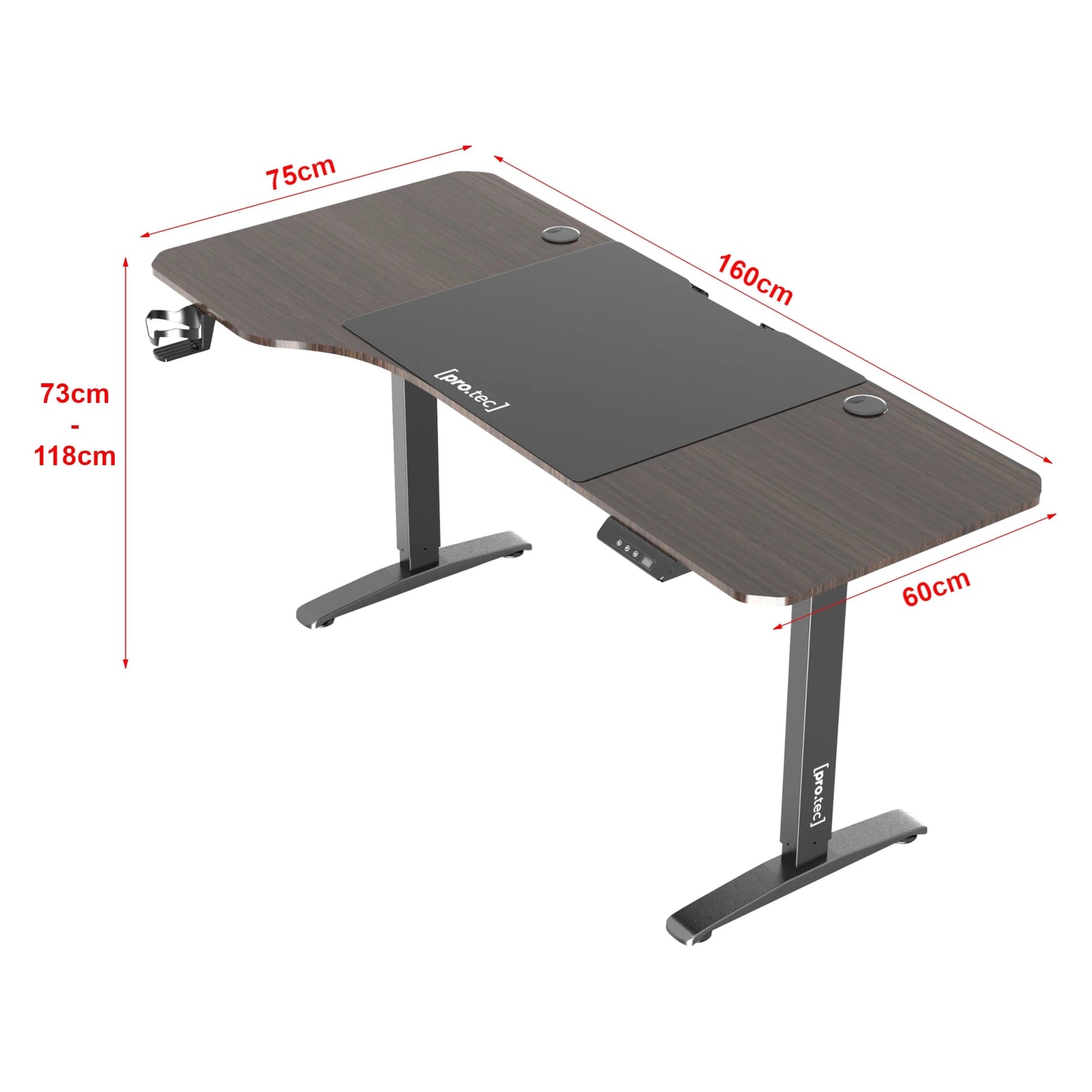 In And OutdoorMatch Bureau Willard - Zit Sta Bureau - Elektrisch In Hoogte Verstelbaar - Walnoot en Zwart - Spaanplaat en Aluminium - Modern Design Desk