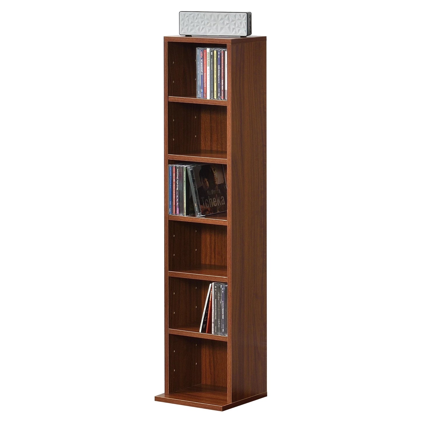 In And OutdoorMatch CD/DVD Kast Compartiment Roman - Kast - Met 6 Planken - 90x20x20 cm - Walnoot - Spaanplaat - Modern Design Boekenplank