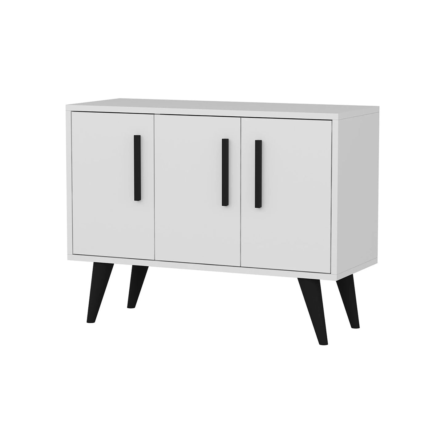 In And OutdoorMatch Commode Remington - 69x90x35 cm - Wit en Zwart - Spaanplaat - Stijlvol Design Bijzetttafel