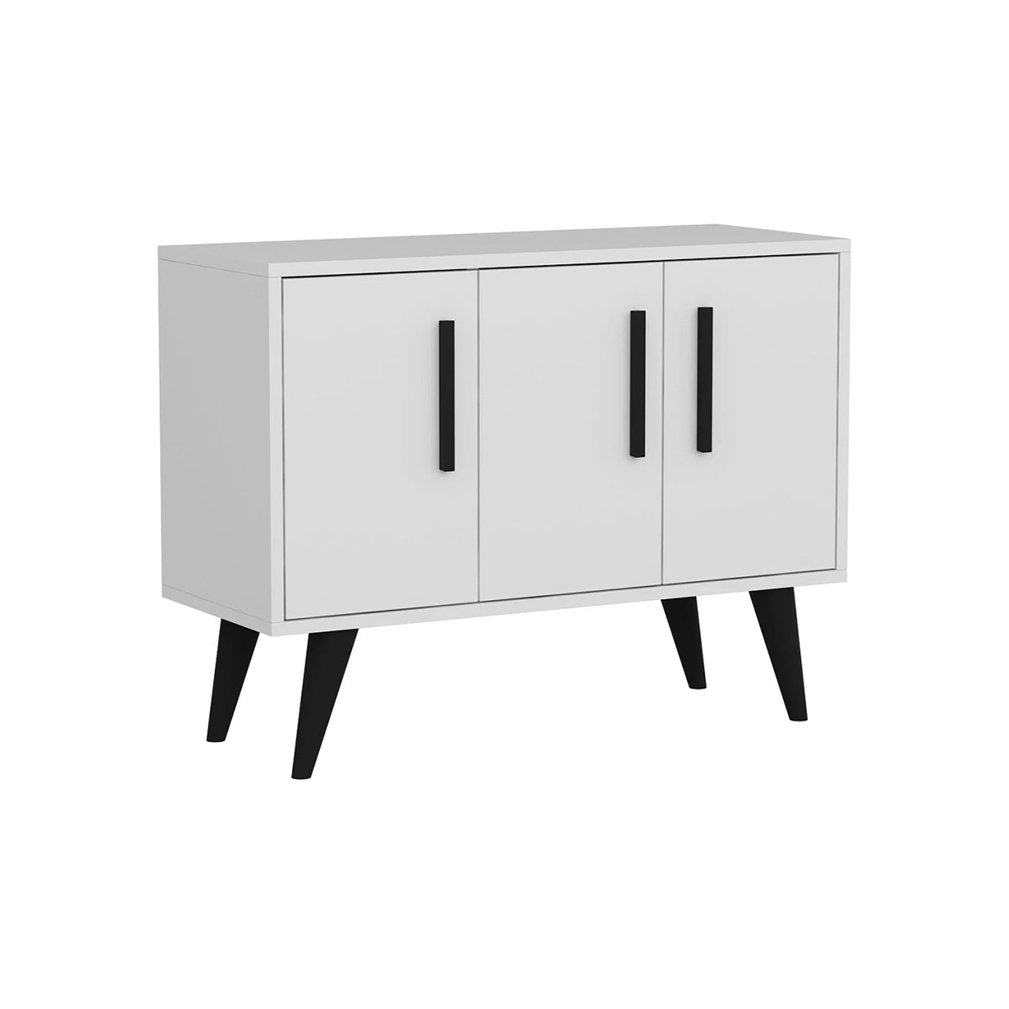 In And OutdoorMatch Commode Remington - 69x90x35 cm - Wit en Zwart - Spaanplaat - Stijlvol Design Bijzetttafel