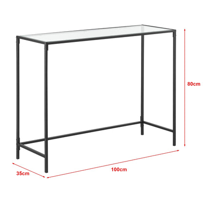 In And OutdoorMatch Consoletafel Hayley - Bijzettafel - Glas - 100x35x80 cm - Zwart - Stijlvol design Consoletafel