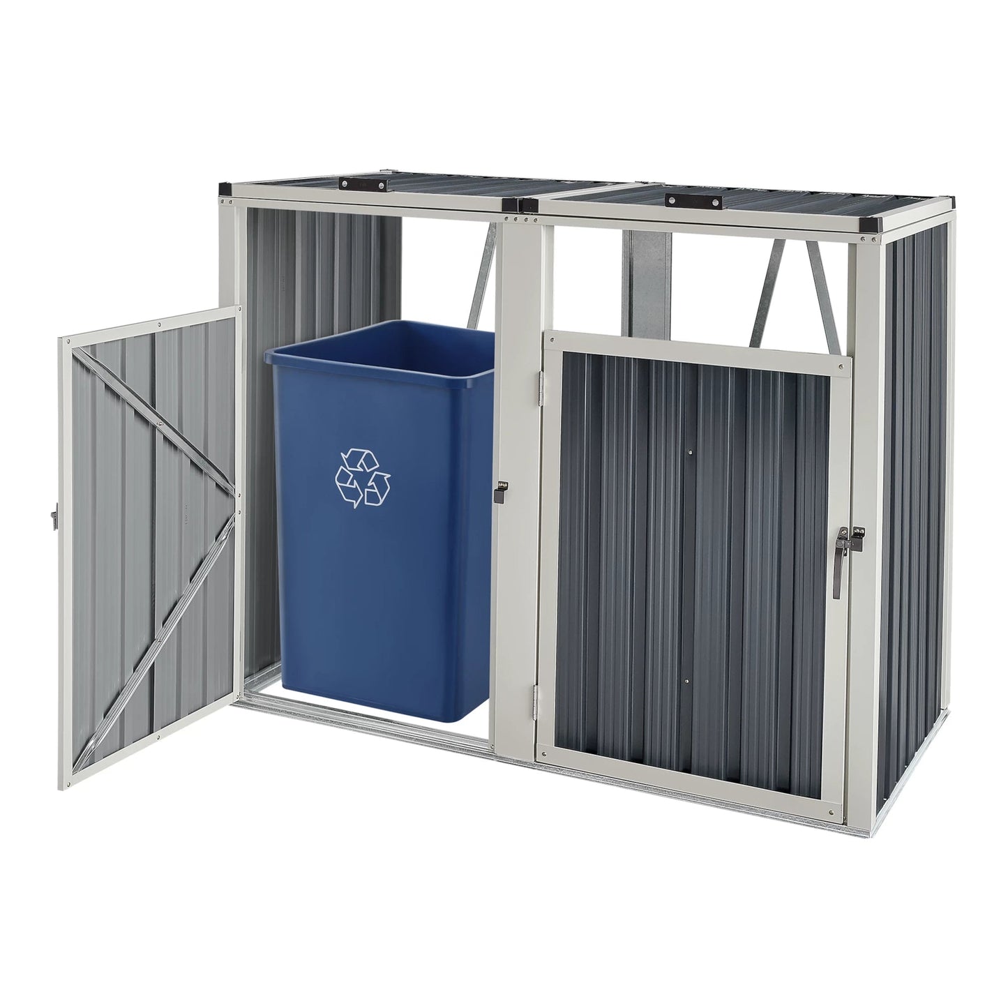 In And OutdoorMatch Container Ombouw Curtis - Antraciet - 121x146x82 cm - Staal en Kunststof - Stijlvol Design Afvalcontainer