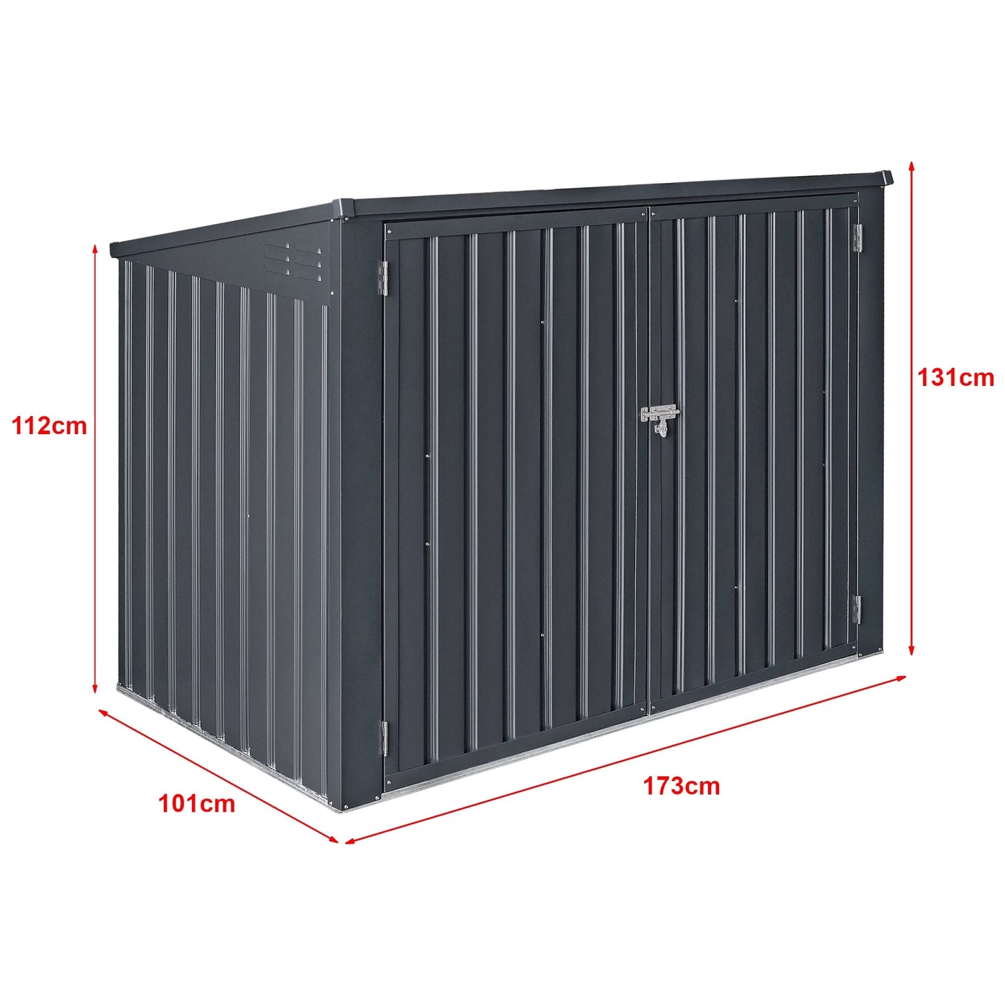 In And OutdoorMatch Container Ombouw Nera - Donkergrijs - 112-131x173x101cm - Weerbestendig - Met Deksel - Staal Verzinkt Opslagruimte