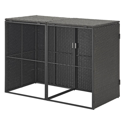 In And OutdoorMatch Containerconversie Carlee - Donkergrijs - 111x148x80 cm - Staal en polyrotan - Weerbestendig Afvalcontainer