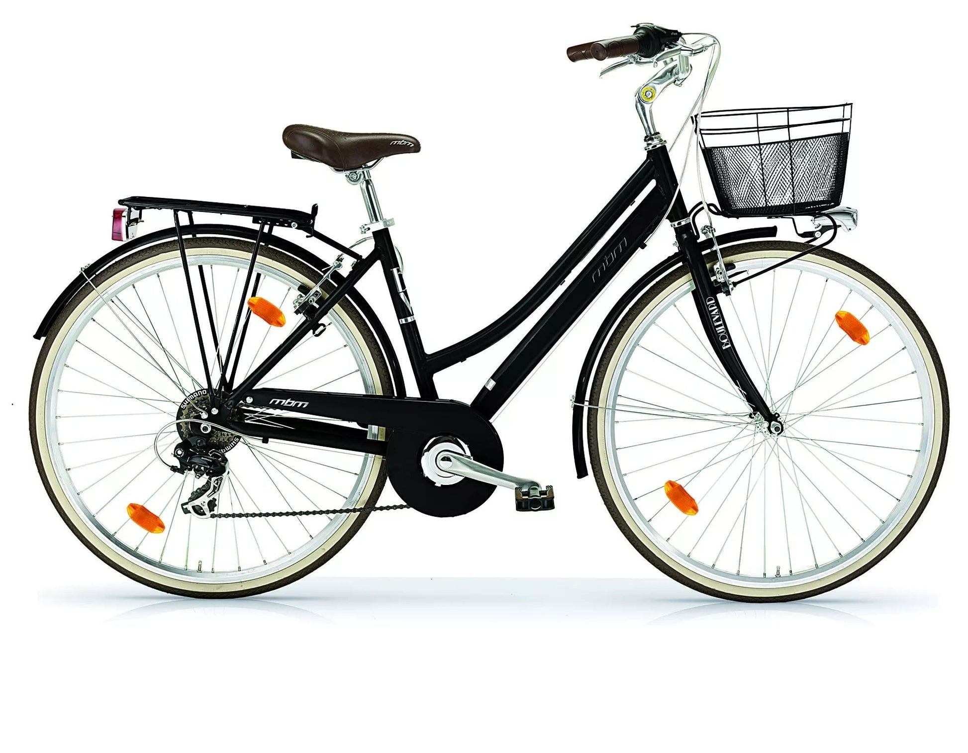 In And OutdoorMatch Damesfiets Angelina - Stadsfiets met 18 versnellingen - 28 inch wielmaat - Fietsmand - Framemaat 46cm - Zwart/zilver Stadshybride derailleur