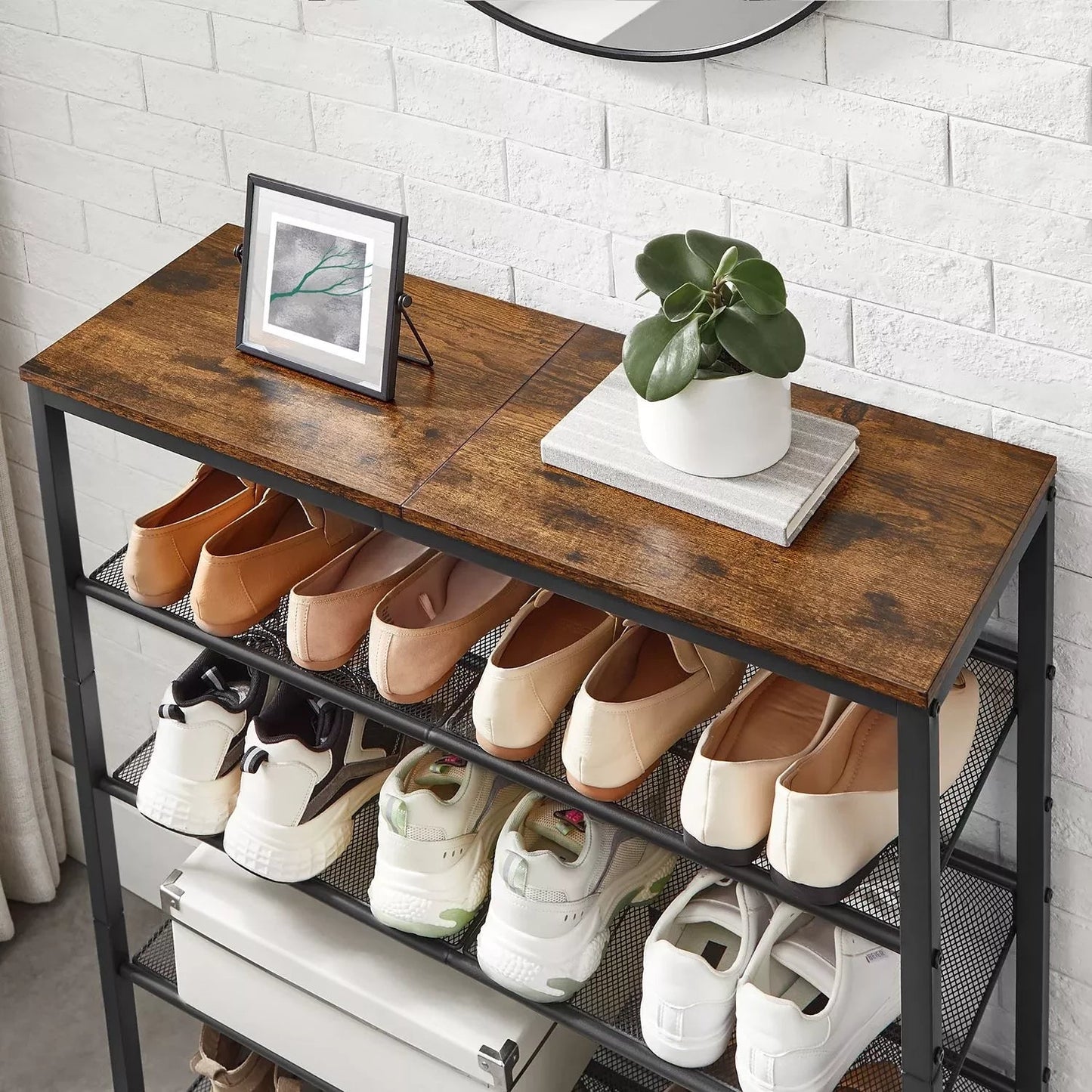 In And OutdoorMatch Dressoir en schoenenkast Otilia - 2 in 1 - Industrieel - Schoenenrek - Consoletafel - Gangtafel - Bijzettafel shoe rack