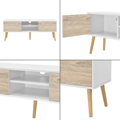 In And OutdoorMatch Earnest-meubel Graca - 120x29,5x46,5 cm - Wit Eiken - Spaanplaat en Hout - Stijlvol design TV cabinet