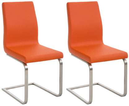 In And OutdoorMatch Eetkamerstoel Maxwell - Oranje - Set van 2 - Kunstleer - Hoogwaardige bekleding - Luxe eetkamerstoelen - Moderne uitstraling Eetkamerstoel