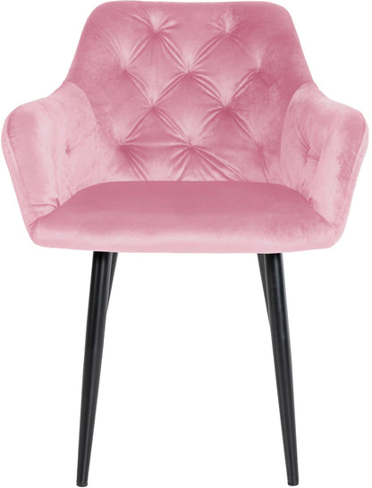 In And OutdoorMatch Eetkamerstoelen Alaya - Roze - Set van 2 - Fluweel - Hoogwaardige bekleding - Stijlvolle eetkamerstoelen - Luxe uitstraling Eetkamerstoel