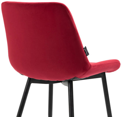 In And OutdoorMatch Eetkamerstoelen Bella - Rood - Set van 2 - Fluweel - Hoge kwaliteit bekleding - Stijlvolle eetkamerstoelen - Luxe uitstraling Eetkamerstoel