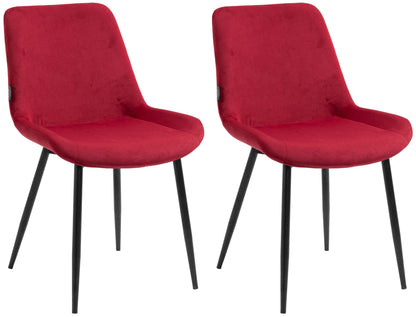 In And OutdoorMatch Eetkamerstoelen Bella - Rood - Set van 2 - Fluweel - Hoge kwaliteit bekleding - Stijlvolle eetkamerstoelen - Luxe uitstraling Eetkamerstoel