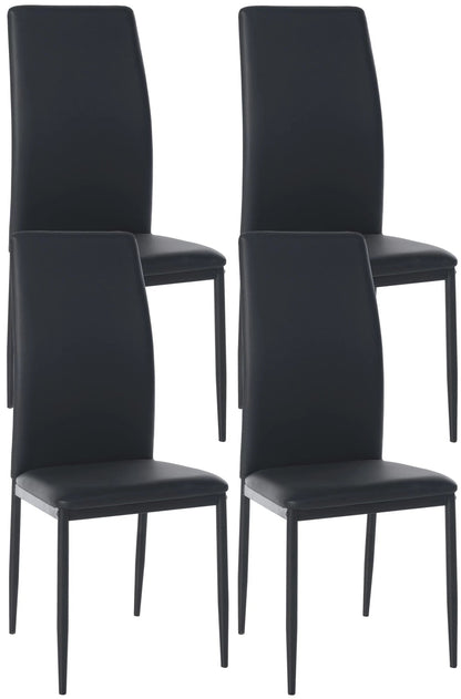 In And OutdoorMatch Eetkamerstoelen Camille - Zwart - Set van 4 - Kunstleer - Hoogwaardige bekleding - Luxe eetkamerstoelen - Moderne uitstraling Eetkamerstoel